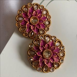 Traditional Indian Kundan Polki earrings